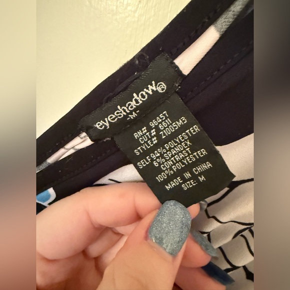 Eyeshadow Floral Midi Dress - Black Blue White Botanical Print - Picture 7 of 7